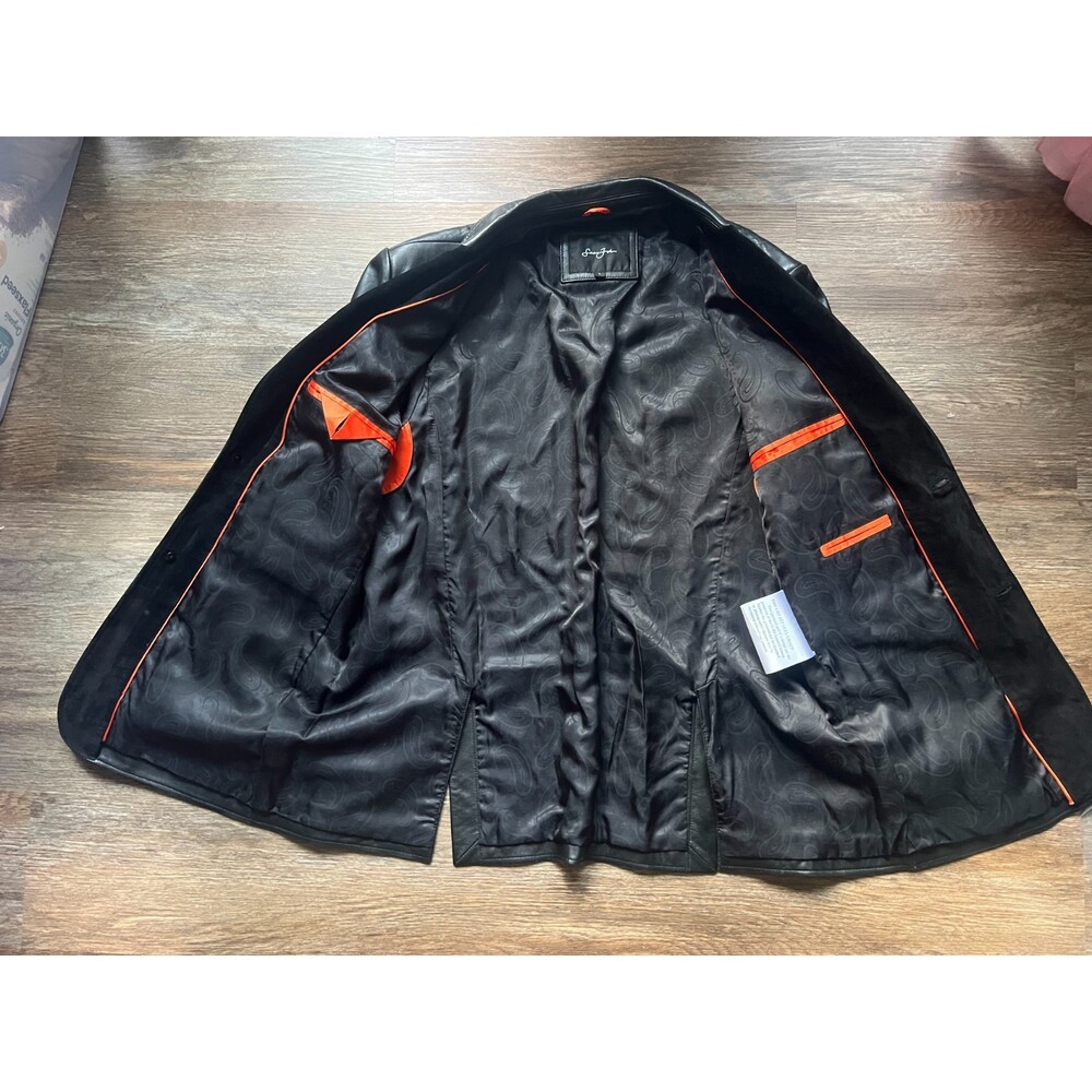 Vintage 4/2008 Lined Sample Sean John Soft Leather Blazer with Suede Lapel - Picture 10 of 16